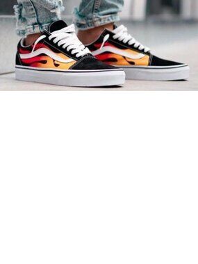 EUC VANS flames old skool (6.5M; 8W) lace up low KICKS